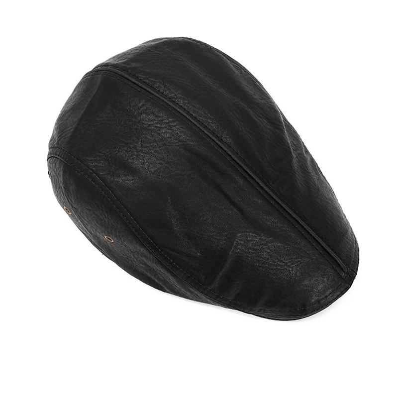 Autumn Winter Leather Warm Beret Men's British Retro Progressive Cap Newsboy Cap