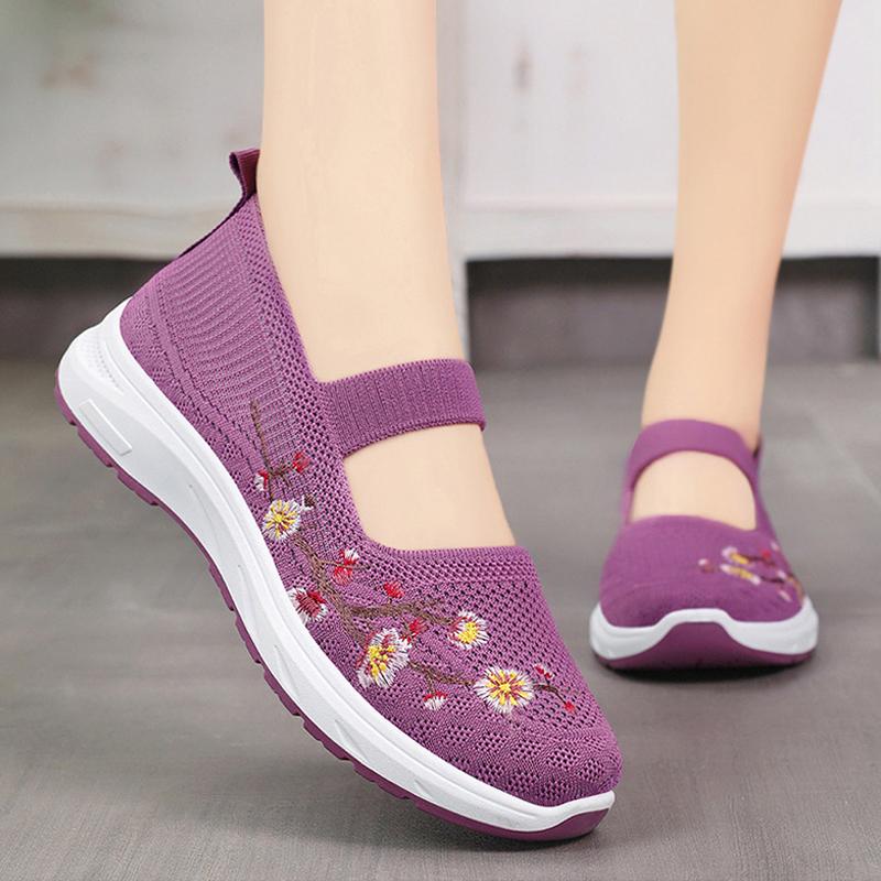 

Fashion Summer Women Shoes Hollow Out Mesh Breathable Embroidery Flower Flat Shoes for Women Slip on Casual Shoes