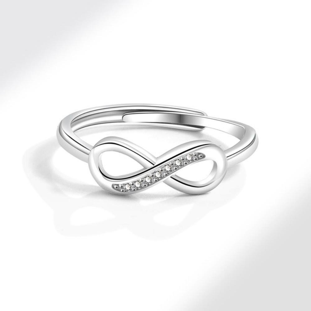 Anello da Donna in Argento Sterling 925 Design di Nicchia Figura 8 Moda Micro Zircone Regalo per Festa di Compleanno Anniversario