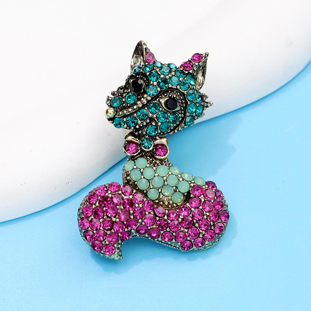 New Rhinestone Small Fox Brooch Animal Pin