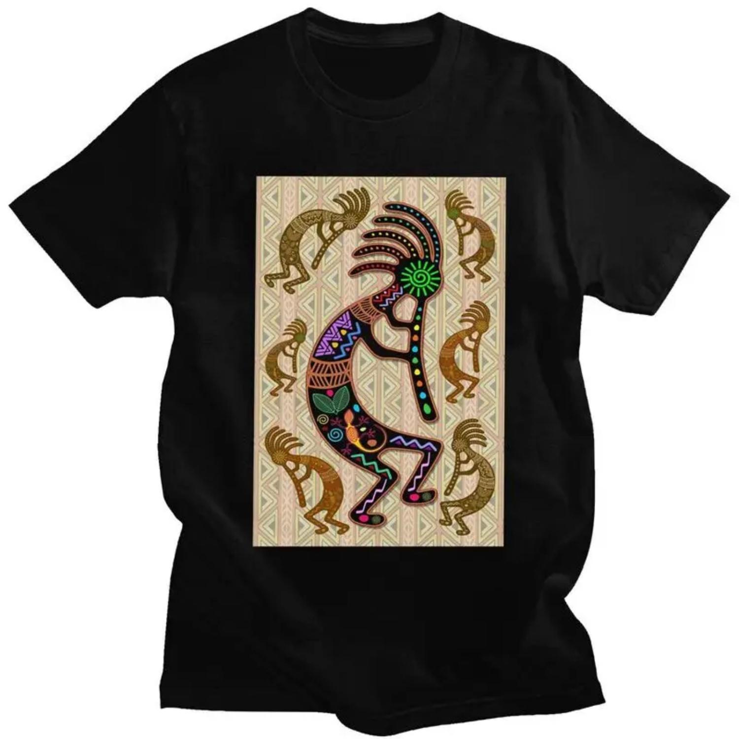 

Custom Southwest Tribal Native American Kokopelli T Shirts Men Pure Cotton Tee Tops Tshirts Short Sleeve T-shirt S чёрный
