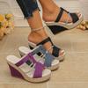 Tongs compensées pour femmes à semelles épaisses, grande taille, nouveau style, chaussures à tissage ouvert