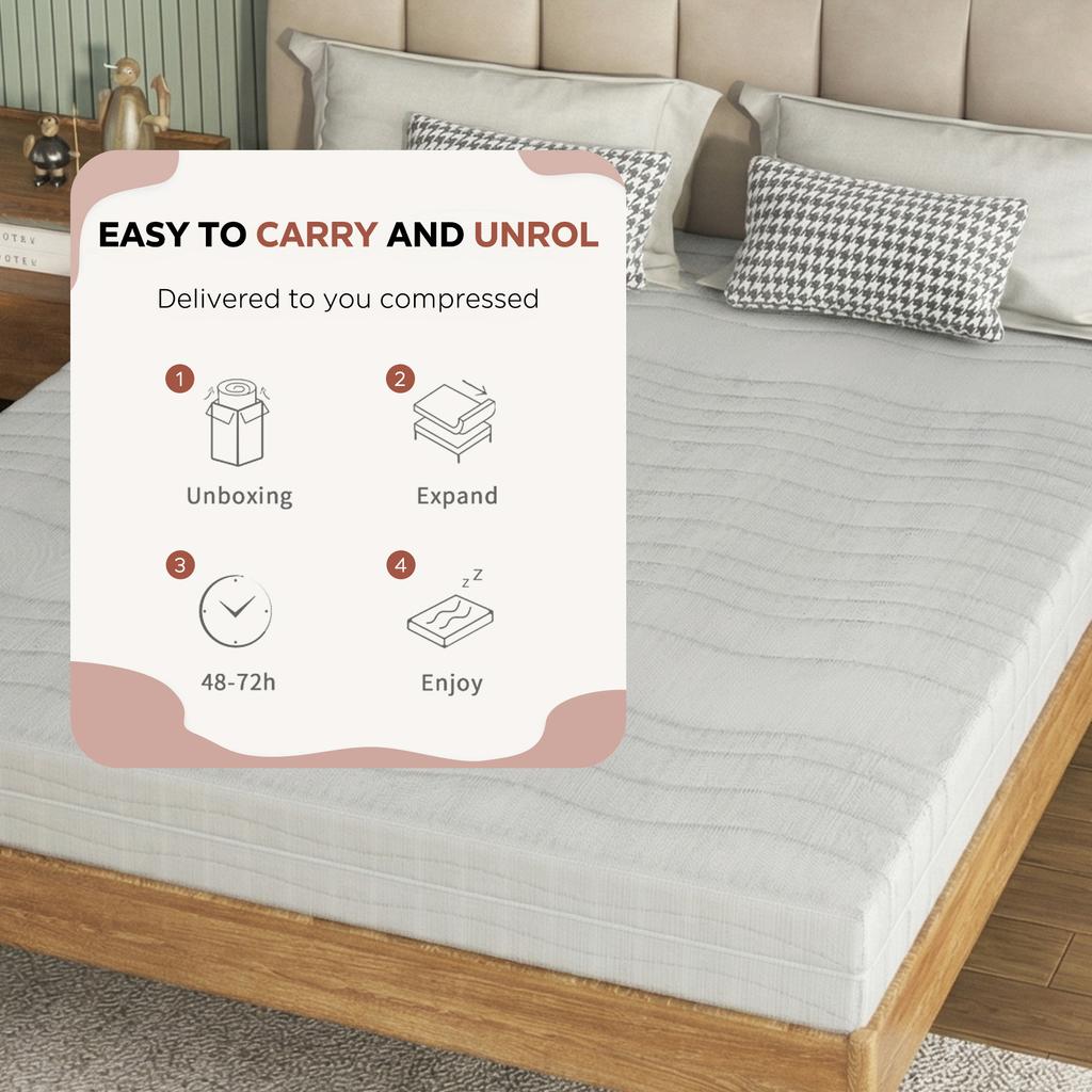 Mattress 140x200, Height 13cm, Ergonomic Cold Foam Mattress, Fabric with Soft Surface, Medium Firmness