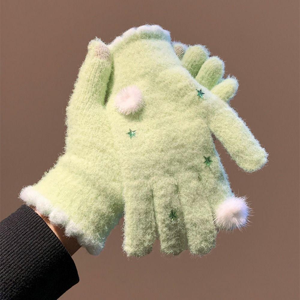 Touch-screen Warm Knitted Gloves Cold Protection Girls Winter Gloves Full Fingers Mittens  Cycling