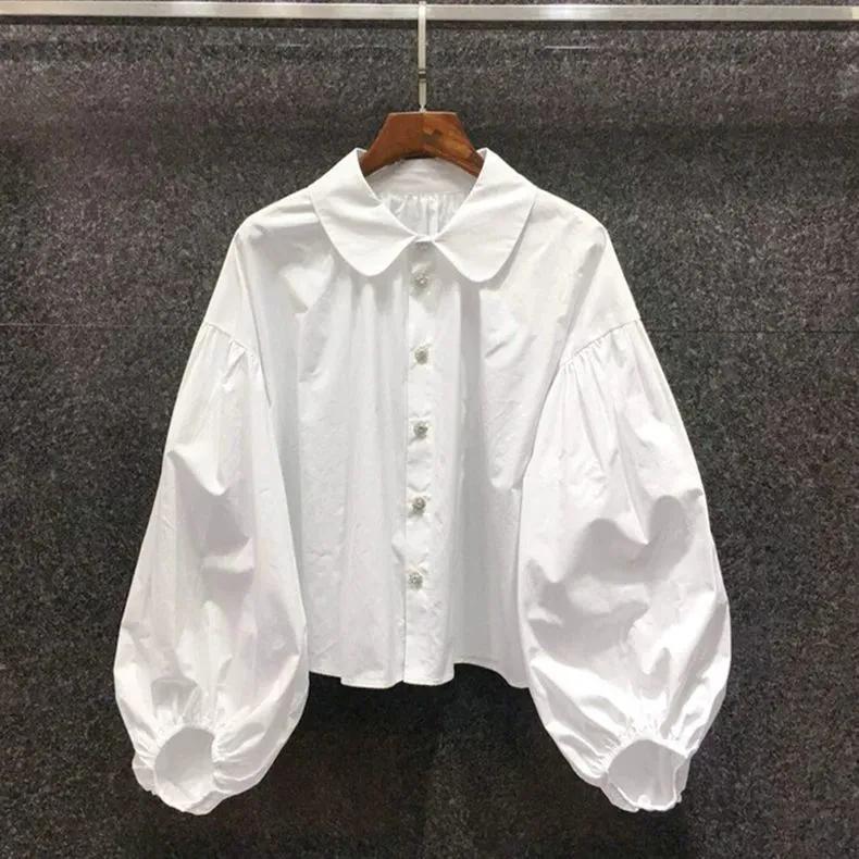 

Women s Spring/Summer White Shirt: Stylish, Cropped, Long-Sleeve Top with A Youthful Look XS білий