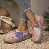 Ethnic Style Flyknit Breathable Loafers - Soft Sole Women's Walking Shoes In Large Sizes