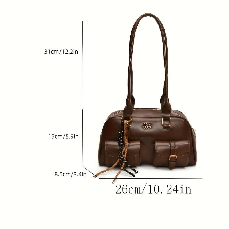 Stylish Shoulder Bag with Multiple Pockets, Golden-Te Hardware & Letter Print Design Handbags for Women Travel, Work, Outings