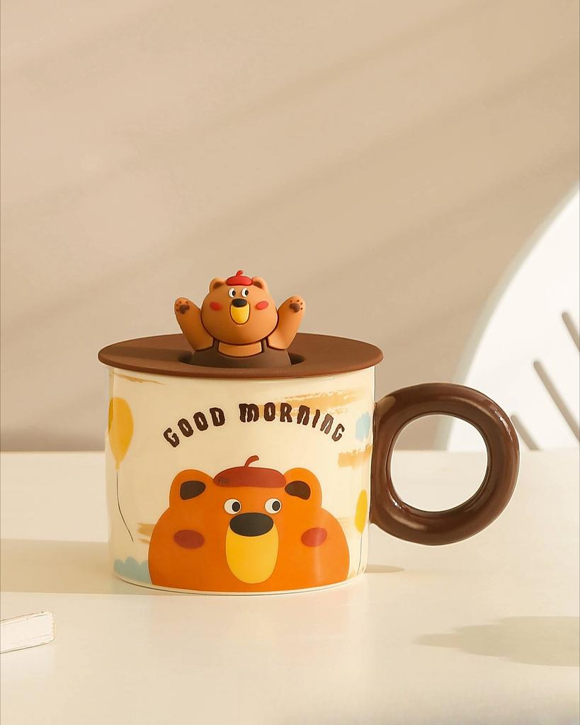 Retro Bear Cup Cute Cartoon Ceramic Cup Niche Mug Coffee Cup Girls Water Cup Cup Gift