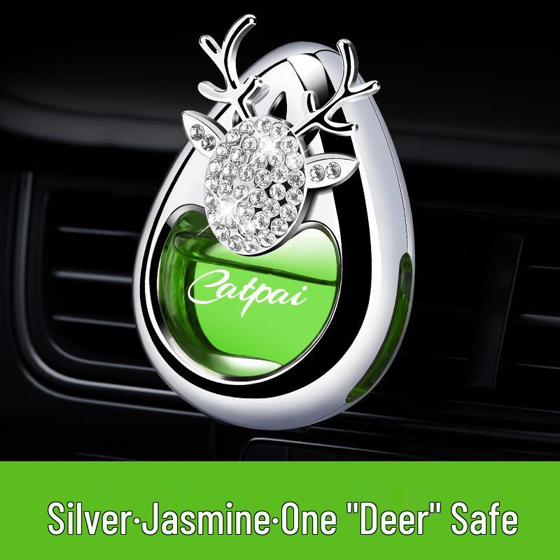 Diamond-Studded Deer Car Perfume: Elegant Air Vent Freshener & Cute Ornament for Women's Car Interiors