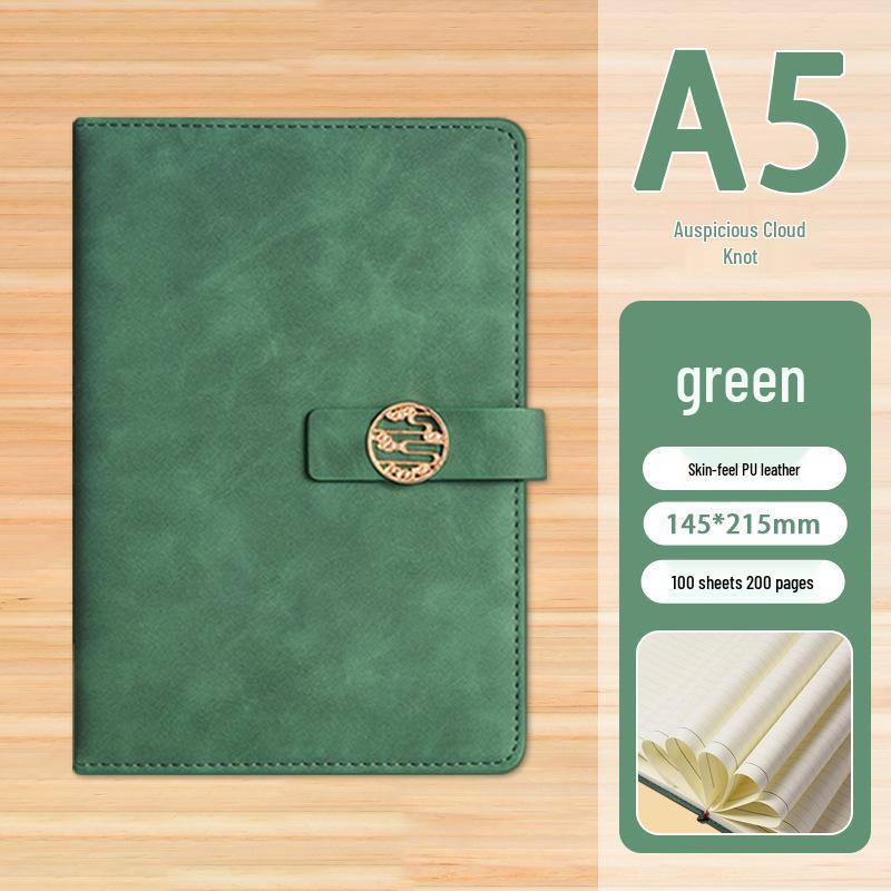High-End Soft Leather Business Notebook with Magnetic Buckle and Custom Logo - Ideal Gift Set