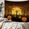 Home bedside room decoration Halloween tapestry, witch skull ghost print hanging cloth, background wall covering