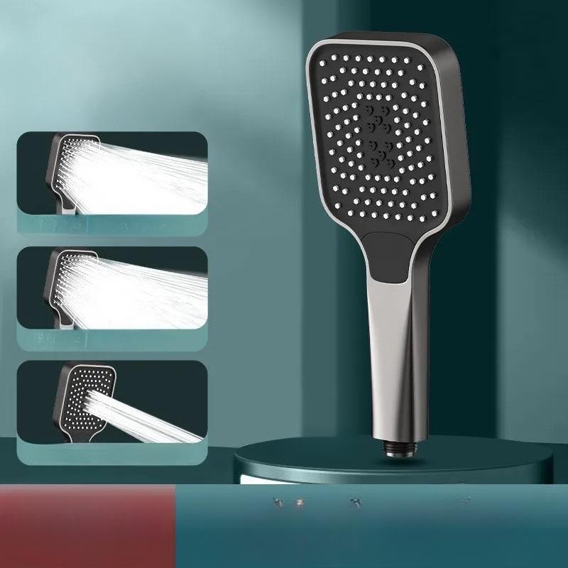 High Pressure Square Shower Head 3 Spray Settings Handheld Bathroom Shower Sprayer Water Saving Rain Spray