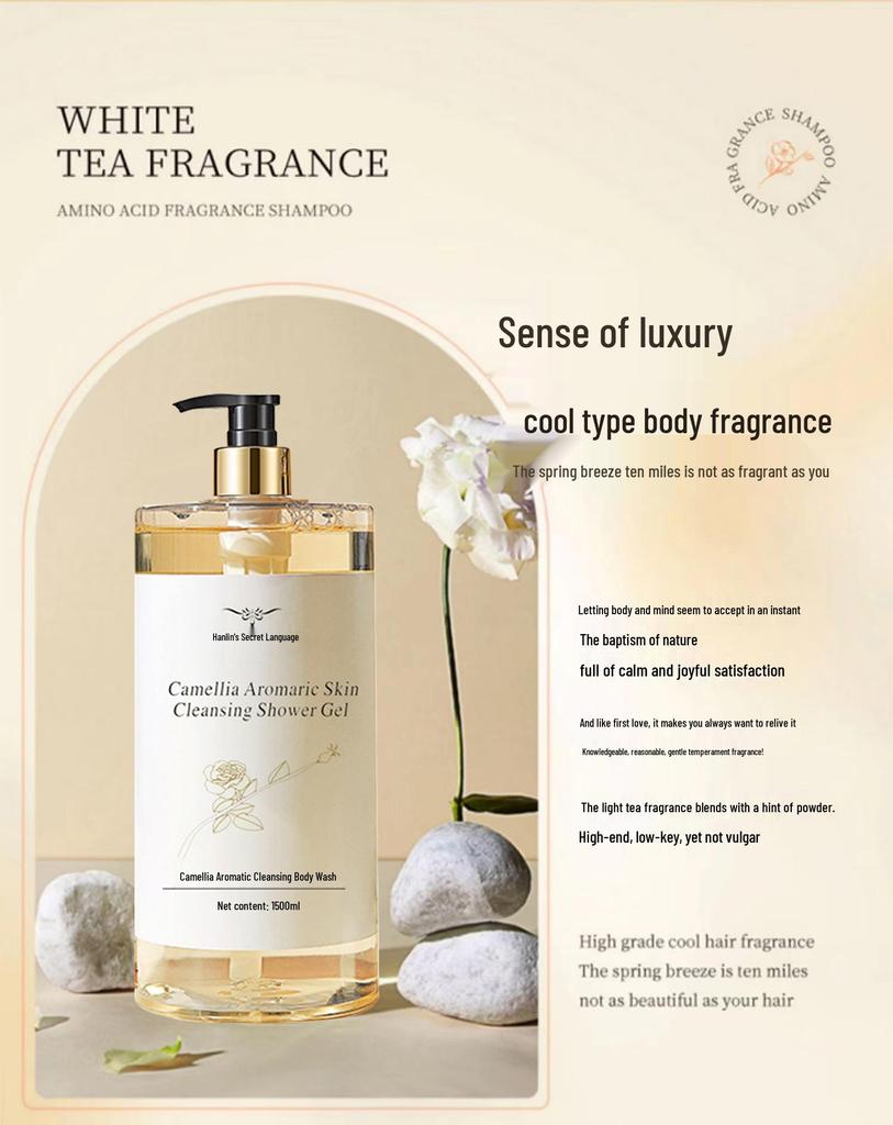 Camellia Shower Gel: 3 Jin Long-lasting Fragrance, Hydrating & Moisturizing, Large Family Pack for Men & Women
