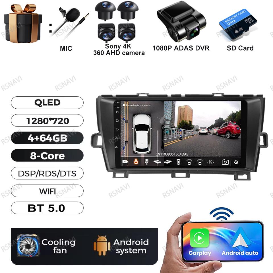 Car Radio Android 16 For Toyota Prius XW30 2009 - 2015 LHD BT DSP Viedo Player GPS Autoradio Multimedia 4G LTE QLED Head Unit