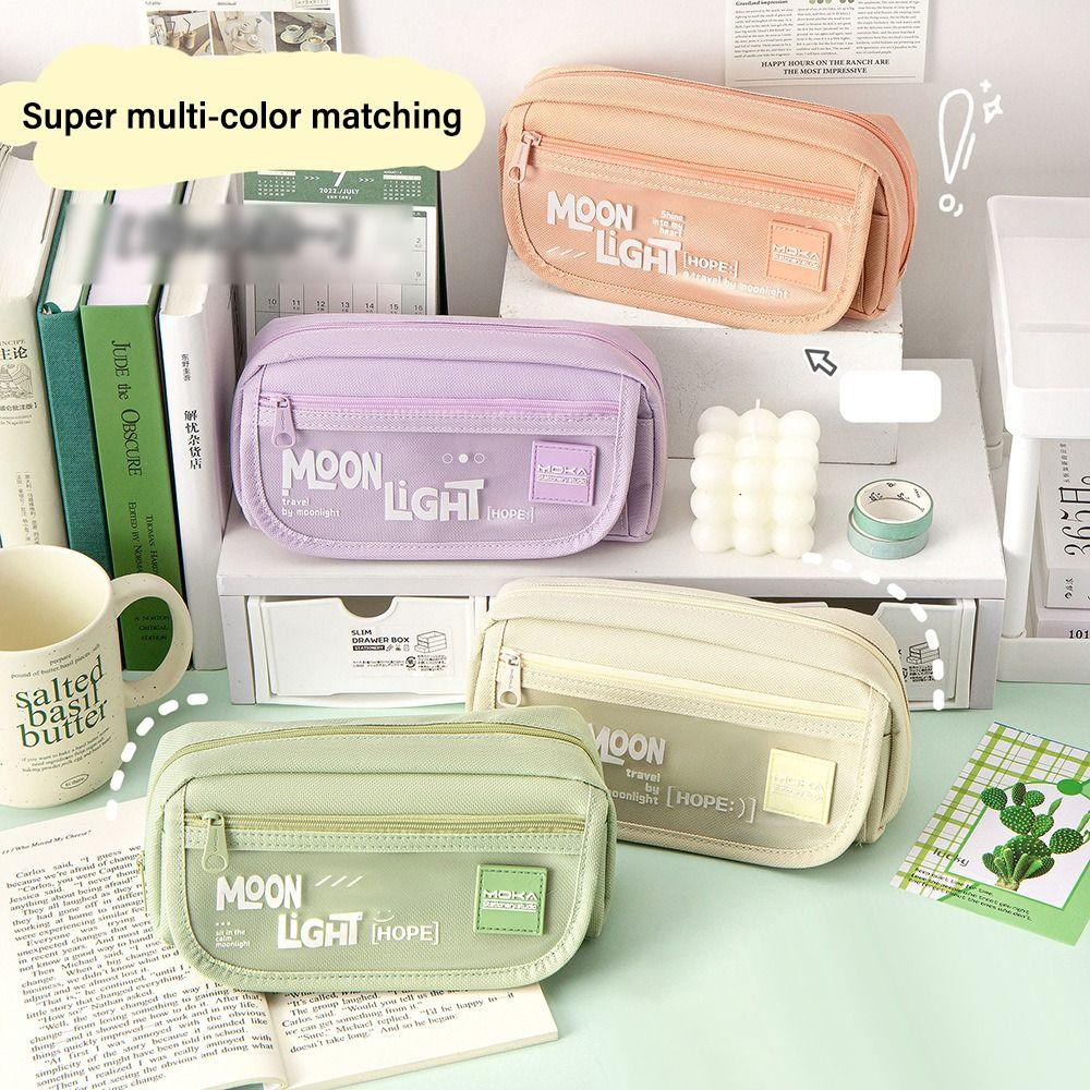 

Multilayer Pencil Case Dirt-resistant Pen Box Portable Pen Bag Students зелений