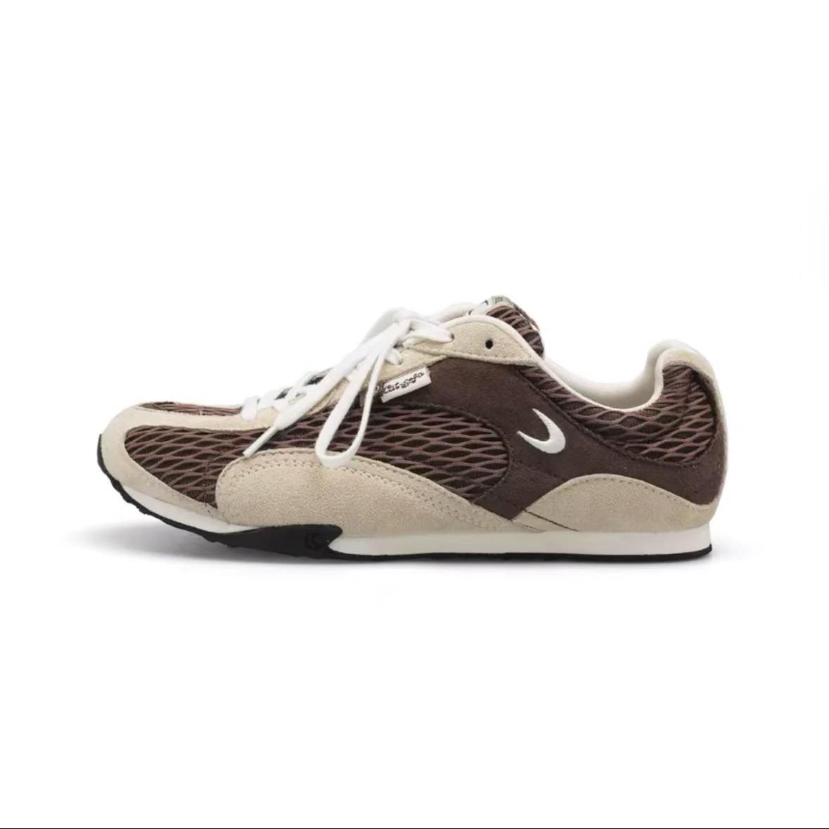 

2025 новые корейские женские кроссовки на плоской подошве в немецком стиле, ретро, универсальные, повседневные, спортивные, кеды на шнуровке, сетчатые белые кроссовки 40 коричневый