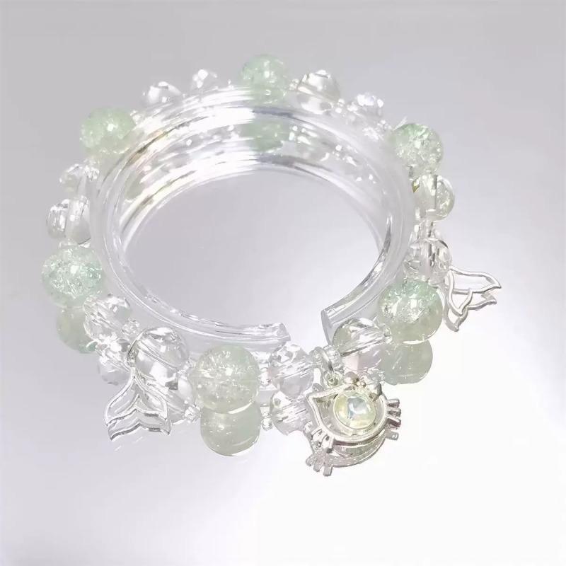 Summer Fresh and Cool Forest-themed Green Crystal Butterfly Ethereal Crystal Bracelet - A Niche Item