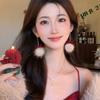 Christmas Plush Ball Bow Stud Earrings, New Popular Earrings, Women's Niche Light Luxury High-end Earrings