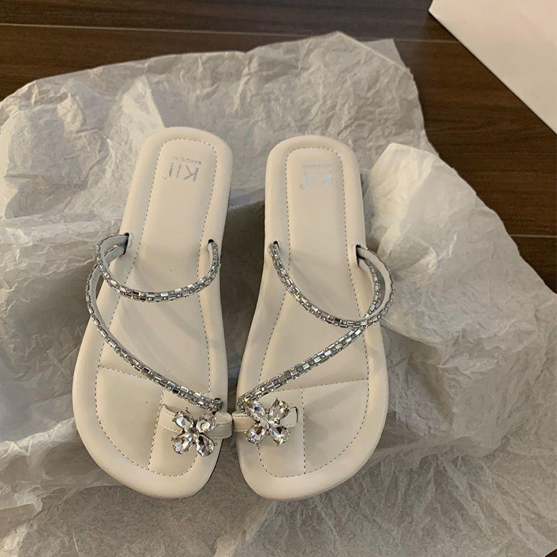 

Интернет-знаменитость взрыв плоская подошва набор носок фея шлепанцы женская обувь 2025 лето новый французский крутой тапочки женские 40 бежевый