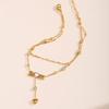 Peach Heart Inlaid Zircon Ankle Chain, Simple and Elegant Women's Stainless Steel Material, Suitable for Seaside Vacations