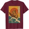 Capybara Surfing Japanese Ukiyo Style Graphic Cotton T-Shirt Casual Unisex's Tee