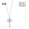 Minimalist Key Shaped Necklace Magic Pendant Necklace, Pink Cubic Zirconia Heart Cute Jewelry Rhinestone Sweet Fairy for Women Girls Delicate