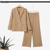 ZANZEA Women Long Sleeve Cardigan Blazer and Pants Casual Two Piece Suit Sets