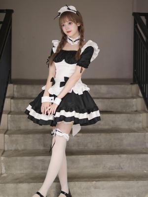 Miracle Nikki Black & White Chocolate Maid Cosplay Lolita Dress