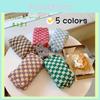 Trendy Korean Style Knitted Plaid Cosmetic Bag Colorful Yarn Grid Organizer Pouch
