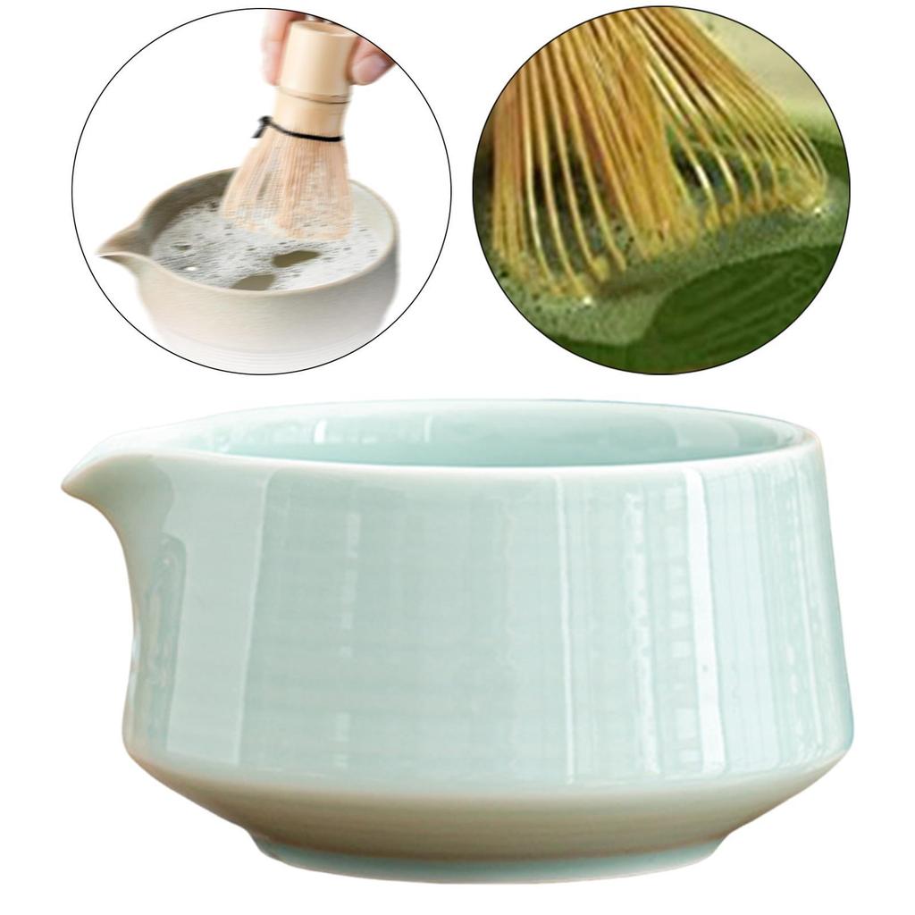 Ceramic Matcha Tea Bowl Japanese Tea Cup 560ml Matcha Accessories with Spout Handmade for Tea Lovers Friends Beginner Gift