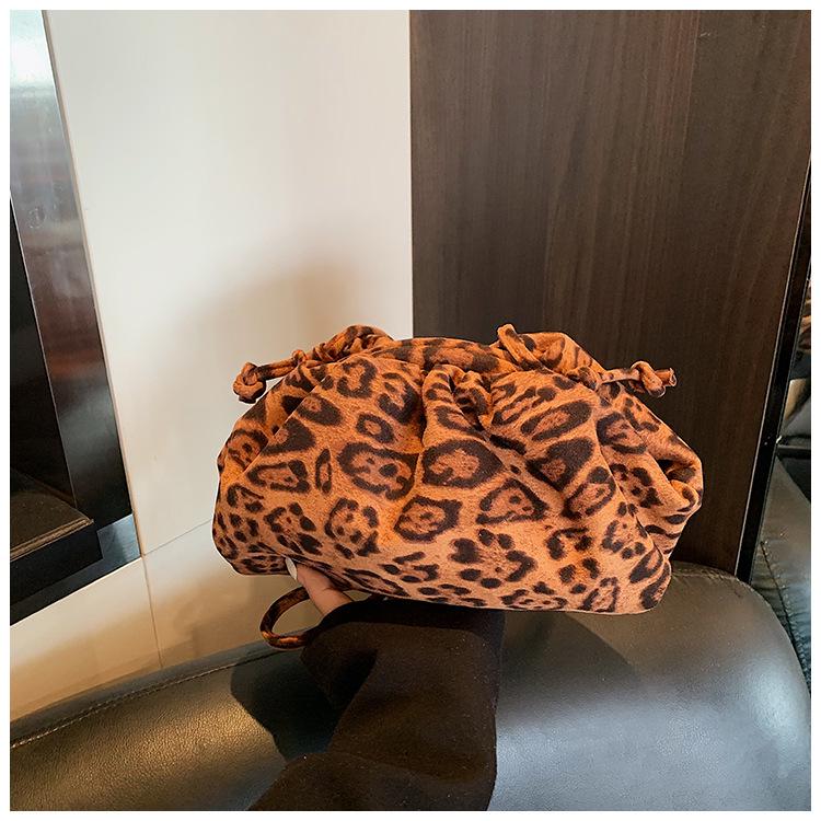Leopard Print Pleated Cloud Shoulder Bag - Stylish Women's Crossbody Niche, New Collection