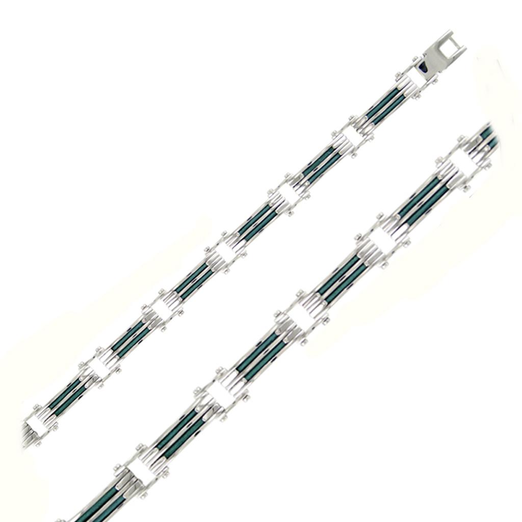 Les Trésors De Lily [R5124] - Bracelet acier Homme 'Peaceful' bleu argenté acier - 210x9 mm