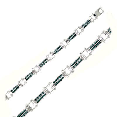 [R5124] - Men's Steel Bracelet 'Peaceful' Blue Silver Steel - 210x9 Mm