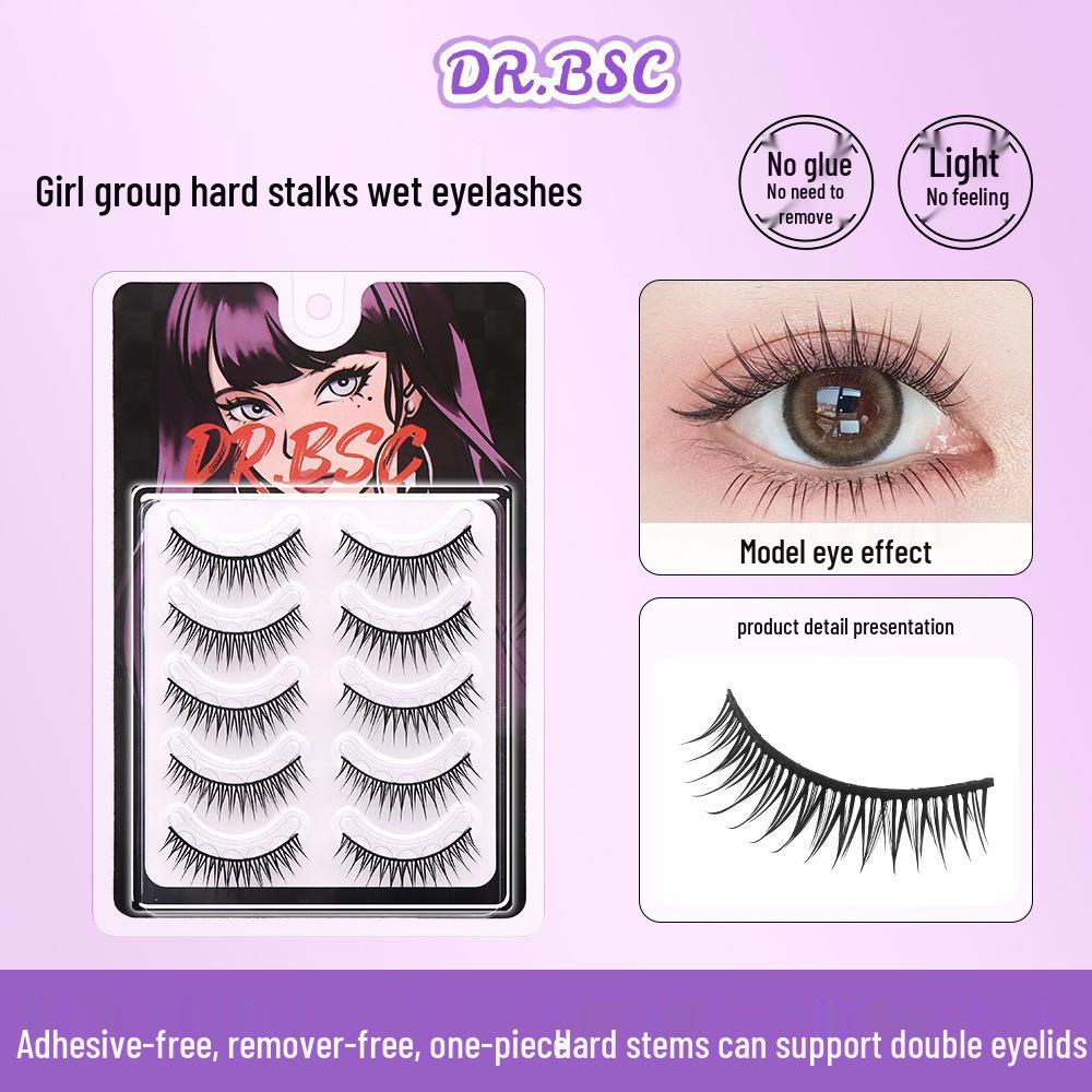 Korean One-Piece Wet Look False Eyelashes: Double Eyelid Support, Natural Style, Dense for Beginners