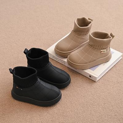 Girls Snow Boots Boys Girls Winter Cotton Shoes Children Fashion Leather Boots Anti-Slippery 2024 Winter New Size 26-37