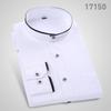 Camicia da uomo a maniche lunghe con colletto alla coreana in misto cotone antipiega per abbigliamento business casual