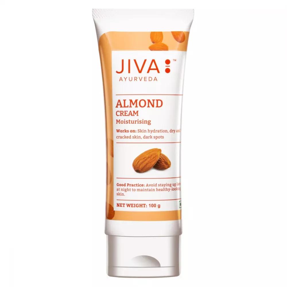 Jiva Mandelcreme 100% Ayurveda-Feuchtigkeitscreme für trockene Haut, dunkle Flecken, Falten, Pigmentierung 100g 2er-Pack
