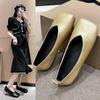 Fashion 2025 Square Toe Female Footwear Soft Modis All-Match Slip-on New Retro Moccasin Dress Cute Boat Slip On Summer Flat