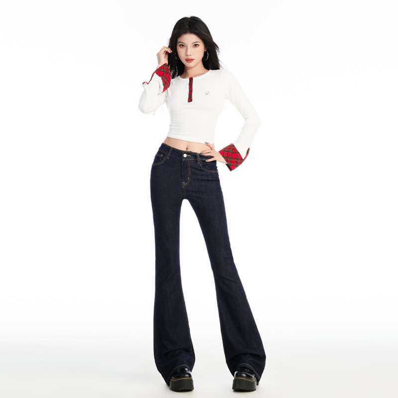 Dark Blue High Waist Flare Jeans for Women - Body Shaping & Slimming, Spring/Autumn Style