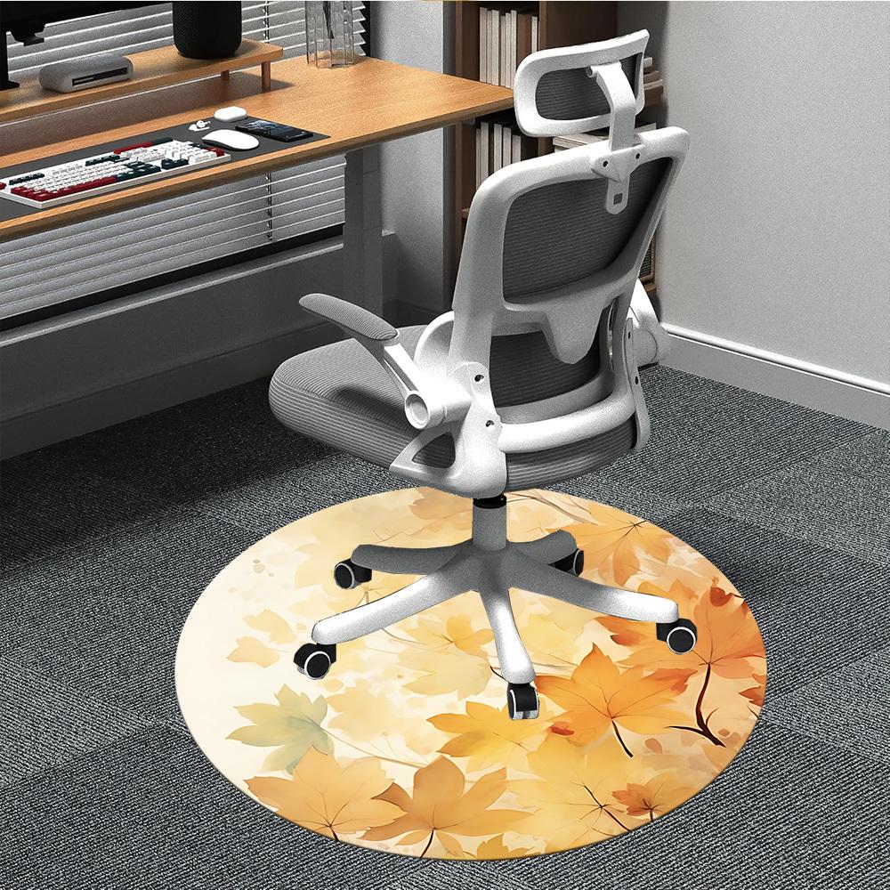 1pc Autumn Leaves Office Round Area Rug, Indoor Mat Suitable For Office, Under Office Chairs Bedroom Living Room Home Decor, Room Deco