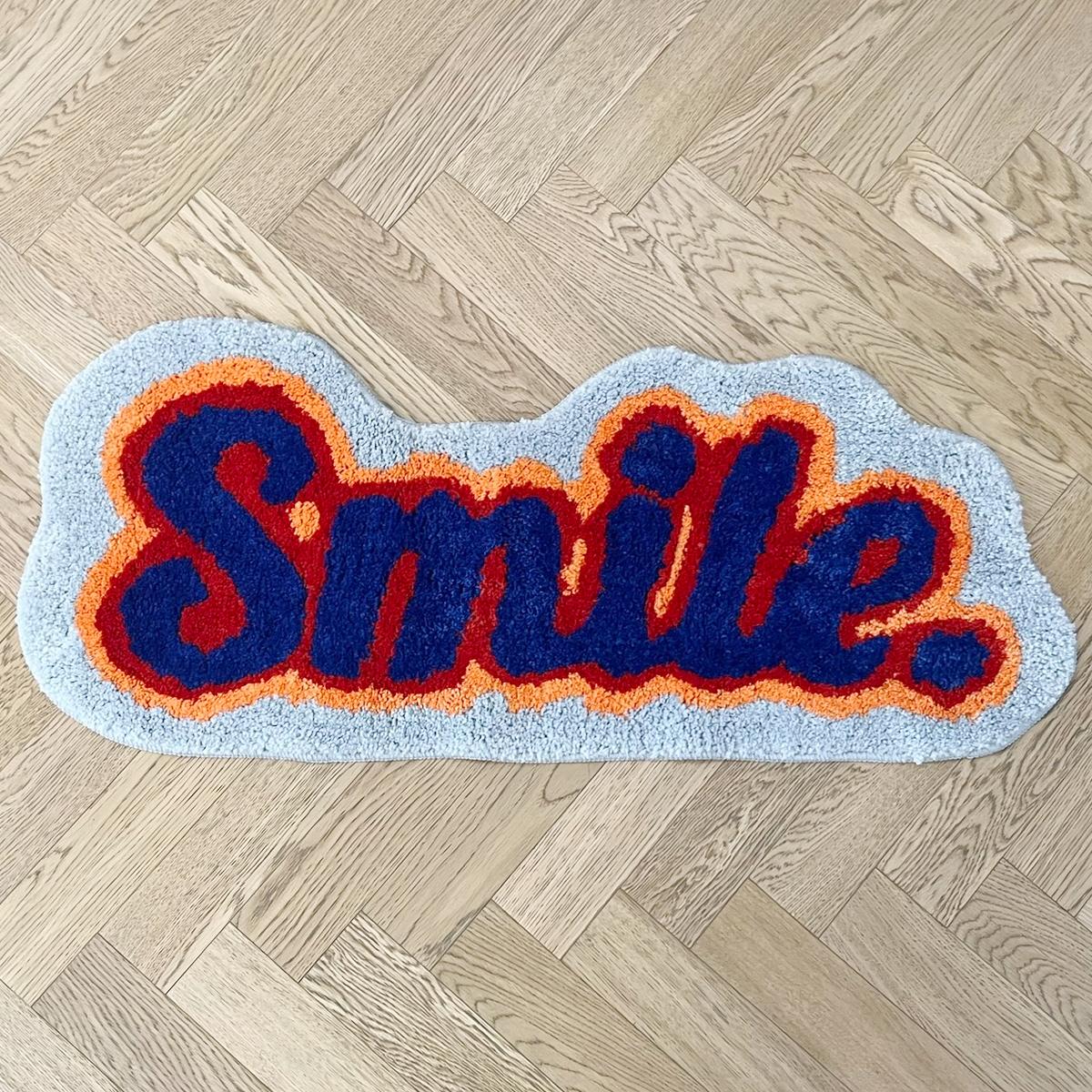 

Letter Element Smile Flocking Rug Soft Plushy Clouds Mat Carpet Bathroom Floor Pad Bedroom Doormat Aesthetic Home Room Winter 90X38 CM