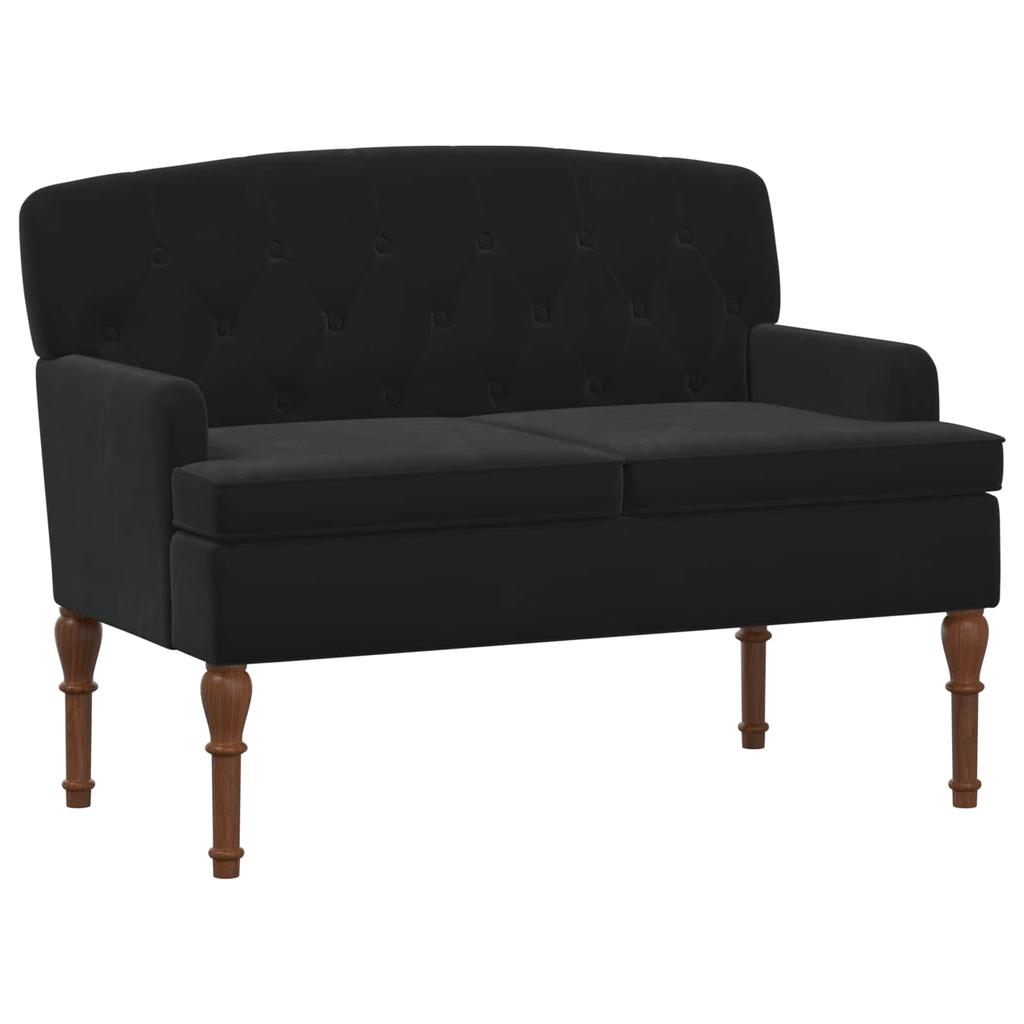 Two Seater with Button Tufting Black 111 x 65 x 79 cm Velvet