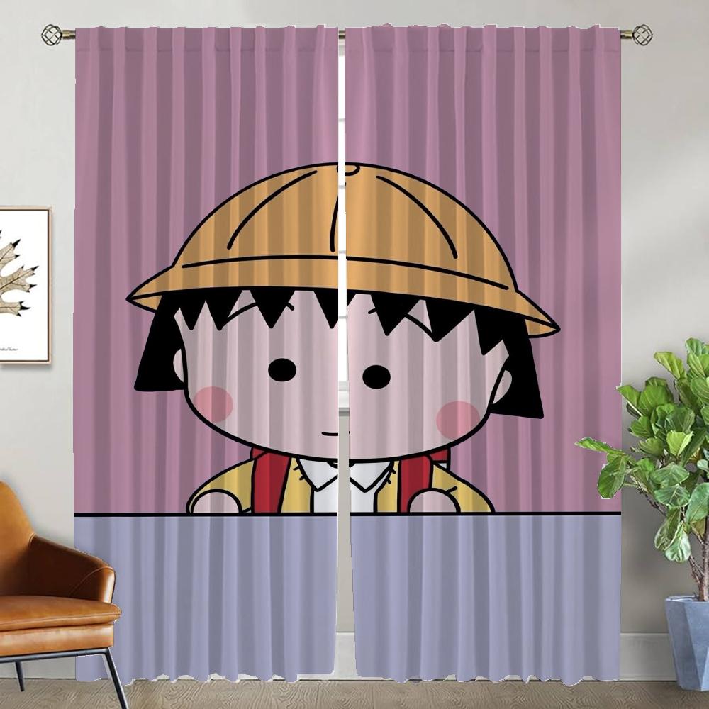 Chi-bi Maruko Window Curtain for Room 2 Panel Anti-mosquito Curtains for Camera Partition Shades Halloween Decoration Living