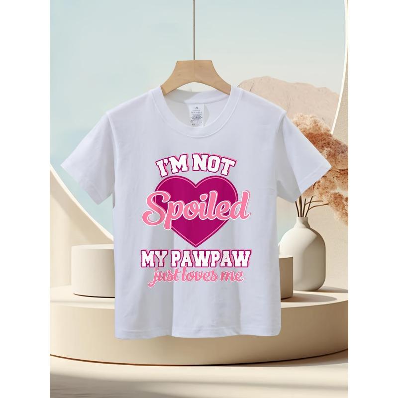 European Size Childrens Round-neck Short-sleeved T-shirt with Unique English and Heart Patterns