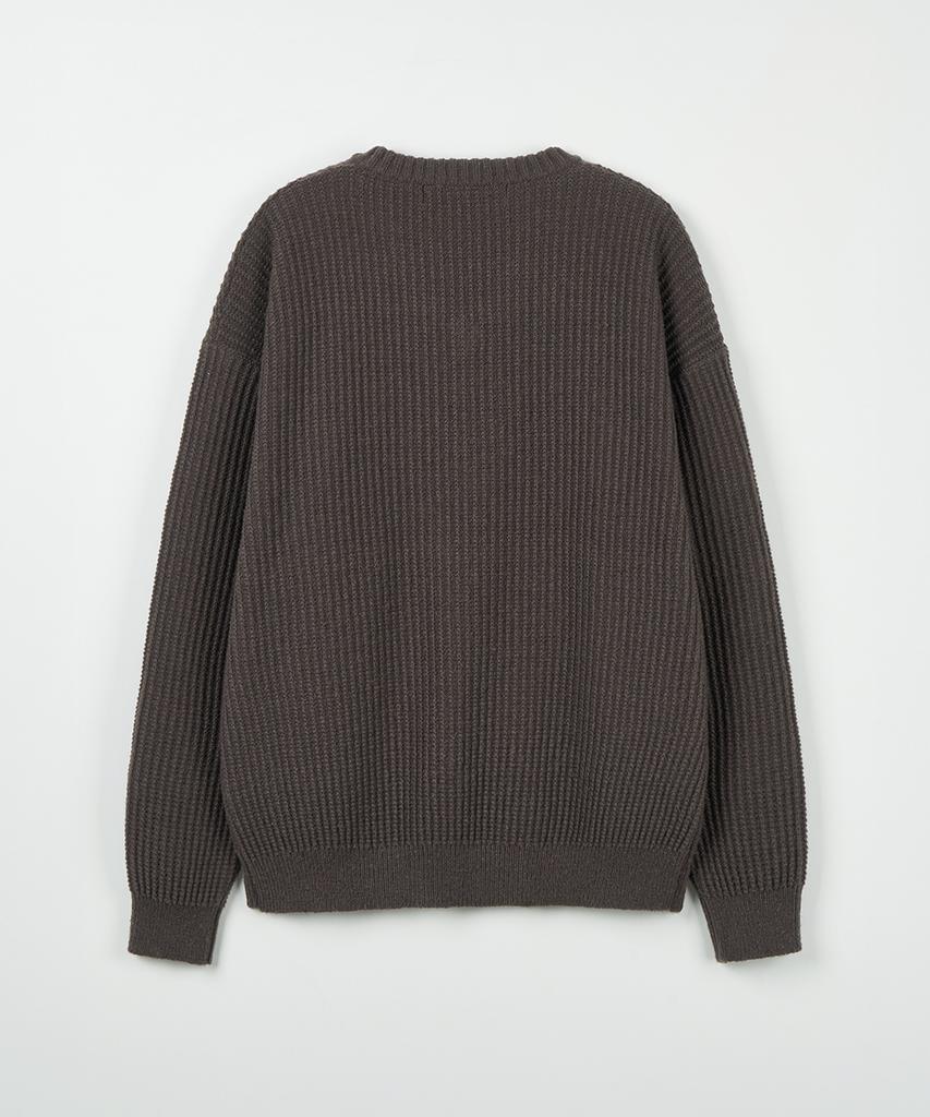 NODU V-Neck Waffle Essential Knit [Brown]