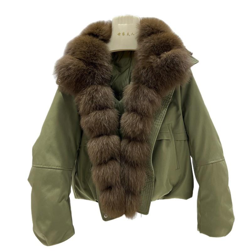 Womens Short Down Coat With Real Fox Fur Collar Warm Winter Jacket Daily Commute