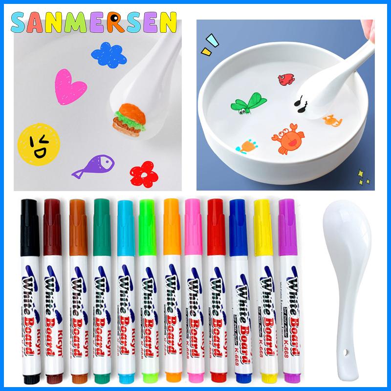 

12 шт., волшебная ручка для рисования водой, цветные маркеры, плавающие чернила, ручки для рисования водой, детские креативные игрушки Монтессори для раннего образования