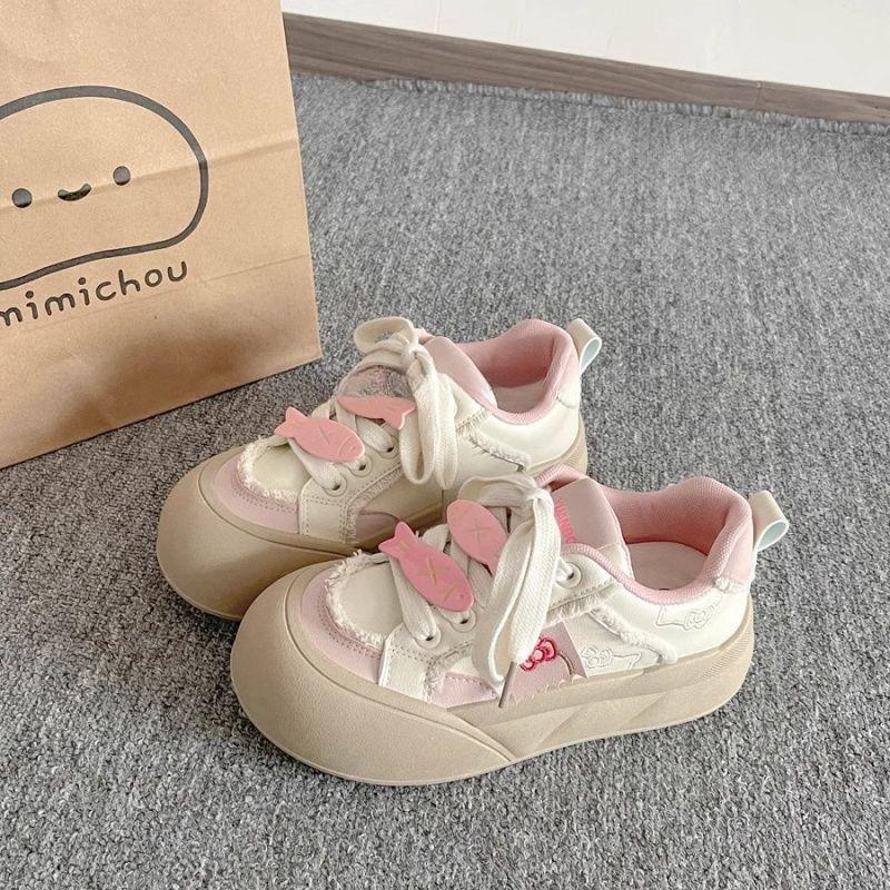 Niche Spring Women's Shoes Platform Heightening Shoes Bread Shoes Campus Style Versatile Casual Board Shoes