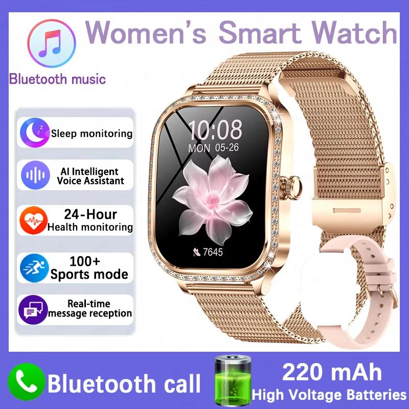 2025 New Smart Watch Women 1.75" HD Display Heart Rate IP68 Waterproof Sports Fitness BT Call Smartwatch for Lady Gift
