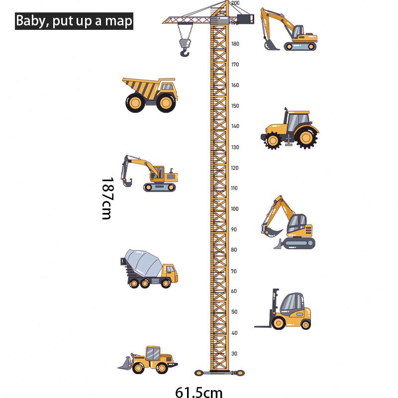 

Cartoon Excavator Height Measurement Wall Stickers for Waterproof Removable PVC Kids Room Kindergarten Home Decoration